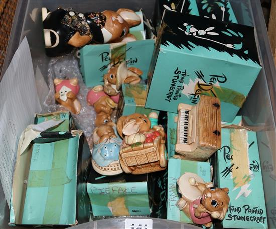 27 Pendelfin rabbits, 1 similar, 1 large, 2 stands, majority boxed